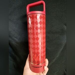 Starbucks Miir Red Diamond Pattern Metal Tumbler with Handle